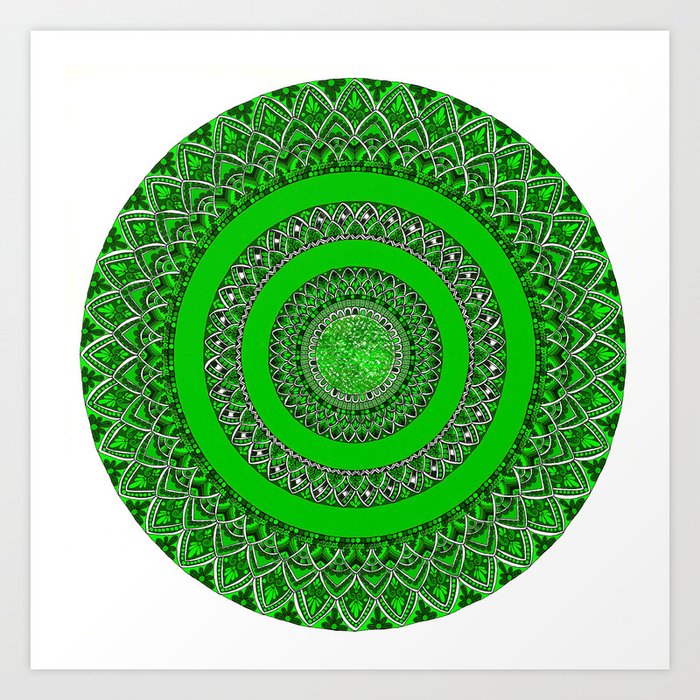 Seeds of Life- Mandala- Green Art Print