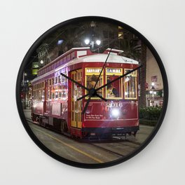 New Orleans Canal Street Car at Night Wall Clock