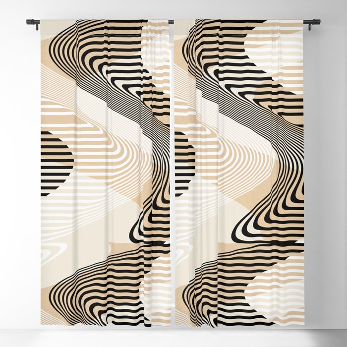 Abstraction_GALAXY_BLACK_WHITE_WAVES_PATTERN_POP_ART_0726A Blackout Curtain