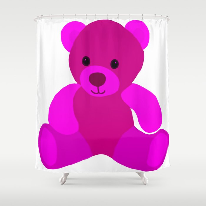 Bright Pink Teddy Bear Shower Curtain