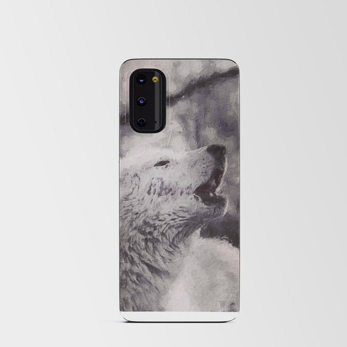 Oil painting white grey Wolf  Android Card Case