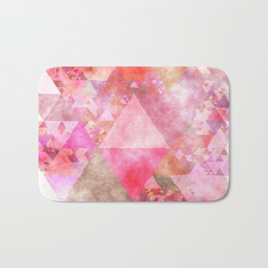Pink triangles - Abstract elegant watercolor pattern Bath Mat