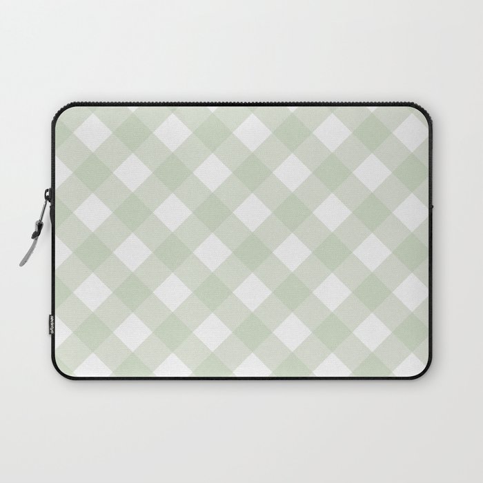 Green Pastel Farmhouse Style Gingham Check Laptop Sleeve
