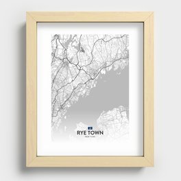 Rye Town, New York, United States - Light City Map Recessed Framed Print