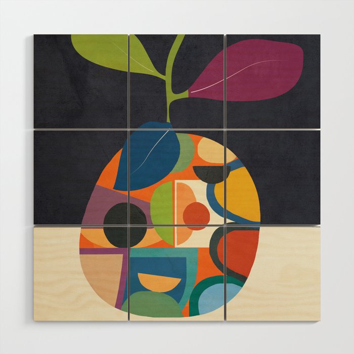Abstract fruit shapes 01 Wood Wall Art