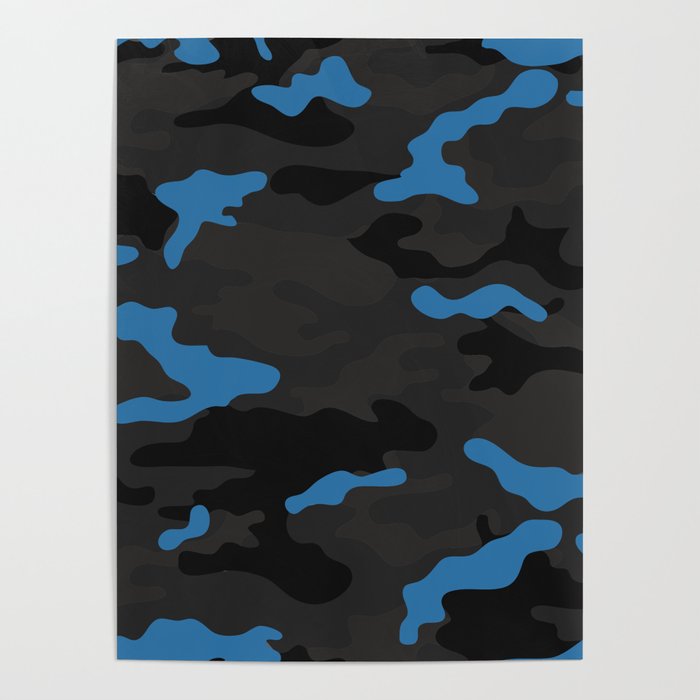 Blue camouflage Poster