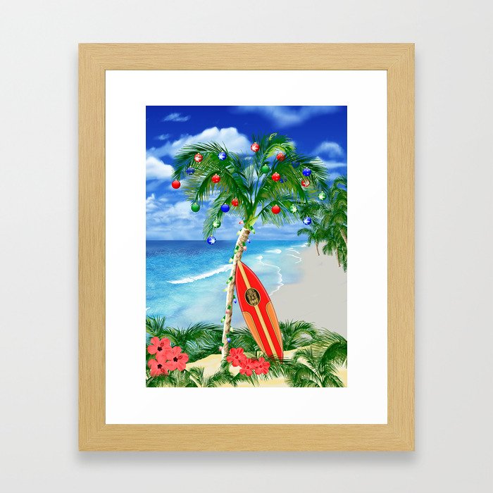 Beach Christmas Framed Art Print