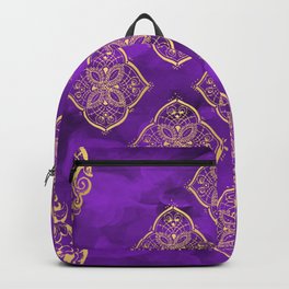 Purple Swirls and Gold Oriental Designs Backpack | Oriental, Graphicdesign, Filigree, Gold, Swirls, Abstract, Paint, Digital, Digitalpainting 