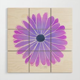 Daisy Watercolor Blue Purple Wood Wall Art