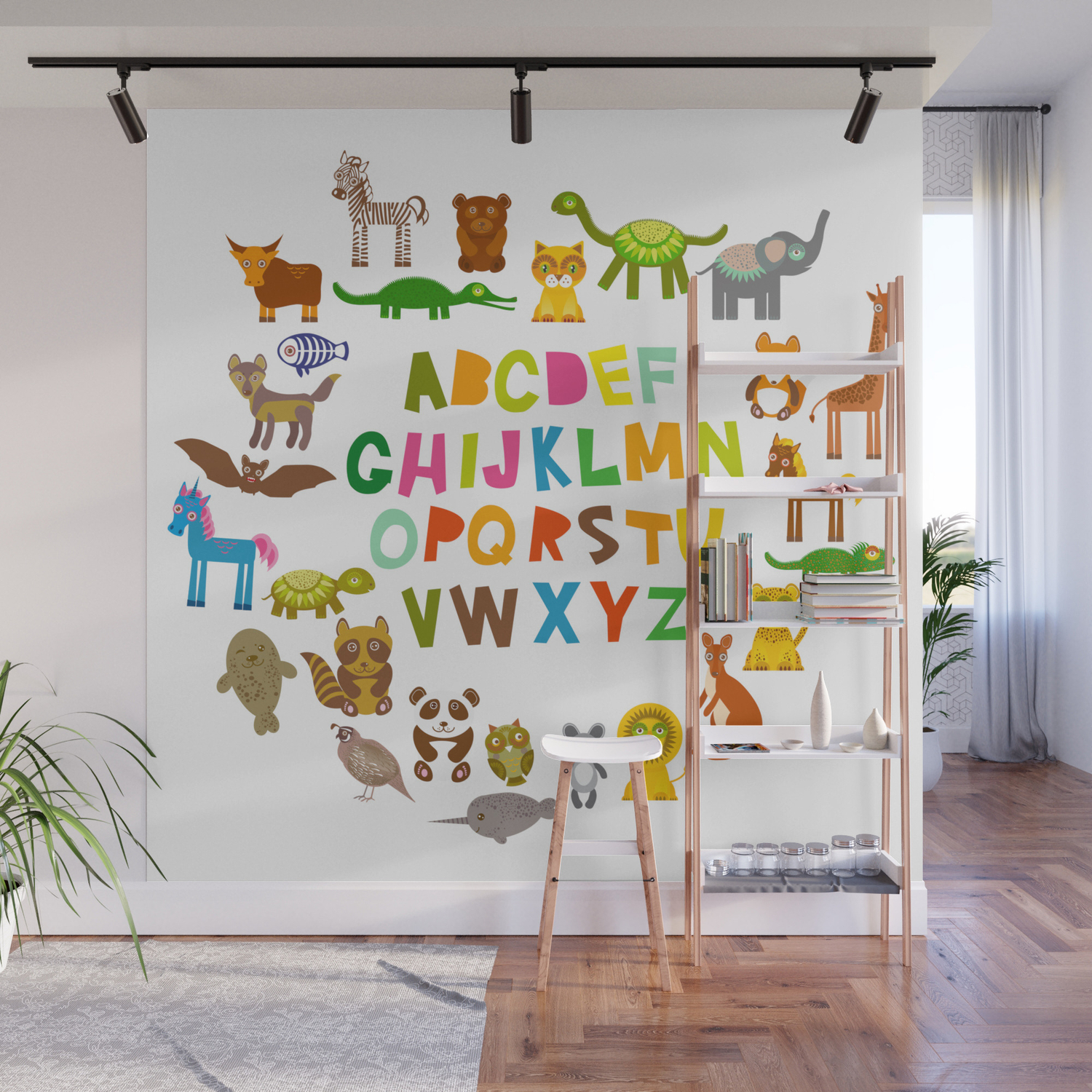 Back To School Alphabet For Kids From A To Z Funny Cartoon Animals Wall Mural By Ekaterinap Society6