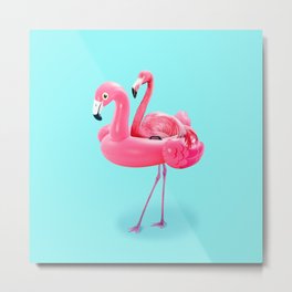 Flamingo on resort Metal Print | Summer, Sea, Kids, Resort, Nature, Vacation, Modern, Minimalism, Graphicdesign, Fun 