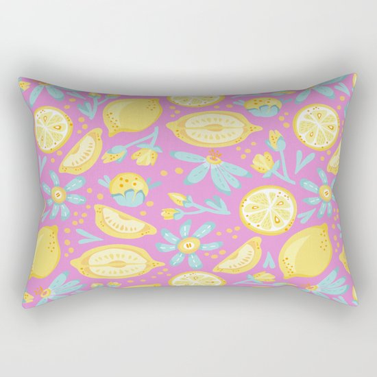 Lemon Pattern Pink Rectangular Pillow