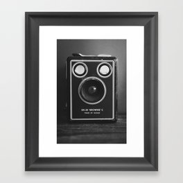 Vintage Brownie Kodak camera - retro film analog photography - black and white print Framed Art Print
