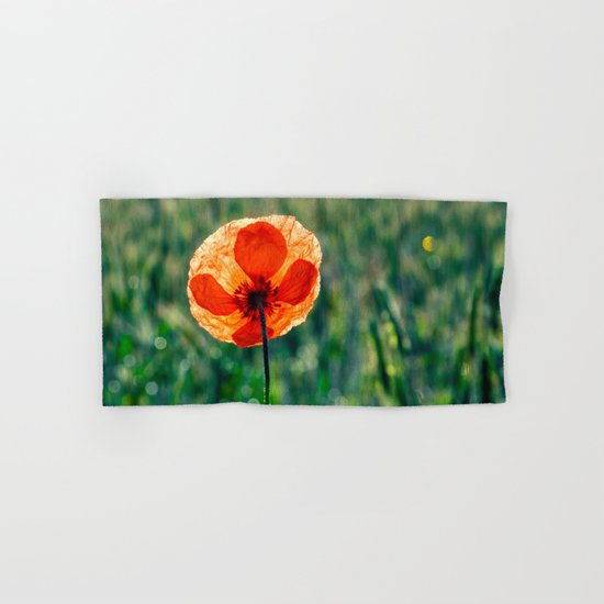 Poppy in a green meadow-Poppies and Flowers on #Society6 Hand & Bath Towel