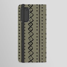 Olive Green Bow Tie Mud Cloth Pattern Android Wallet Case