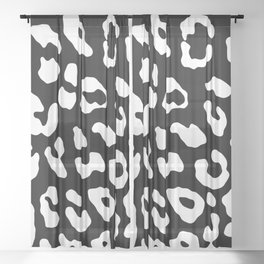 Leopard Print Black White Sheer Curtain