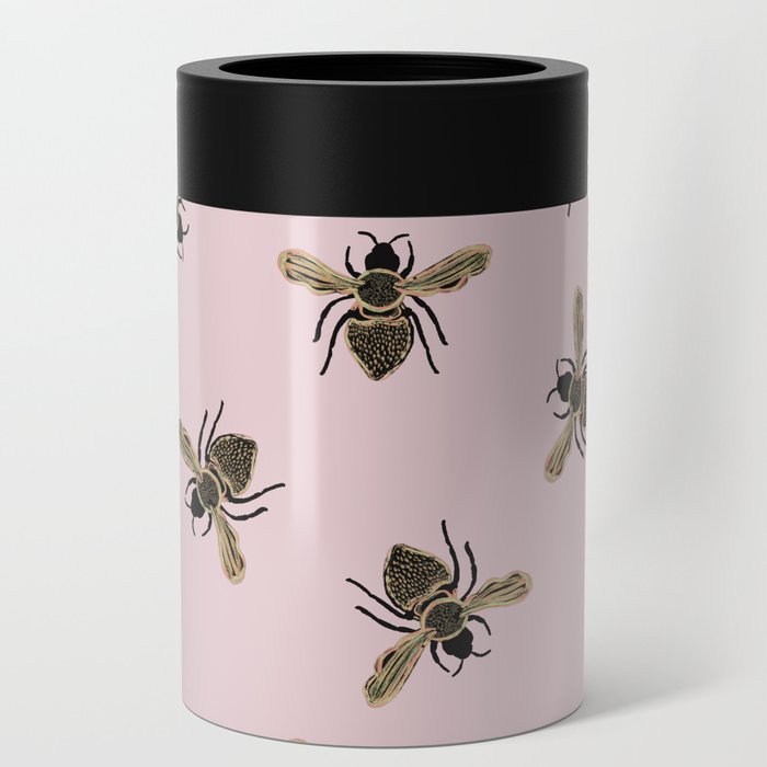 Bee Pattern Pink Can Cooler
