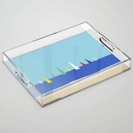 Sailboats in challenge Acrylic Tray