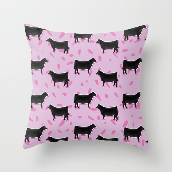 Black Angus // Pink Throw Pillow