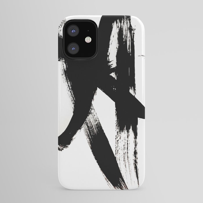 Brushstroke 2 - simple black and white iPhone Case