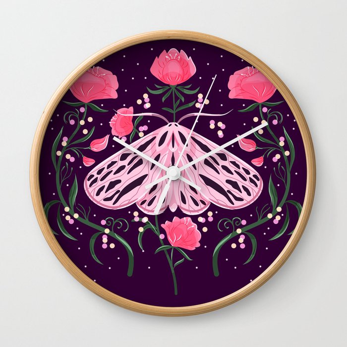 Moth pink Wall Clock