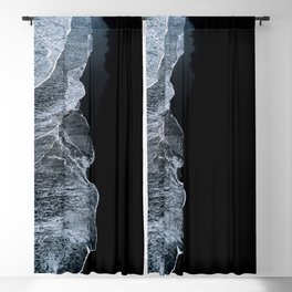 Waves on a black sand beach in iceland - minimalist Landscape Photography Blackout Curtain