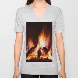 Fireplace V Neck T Shirt