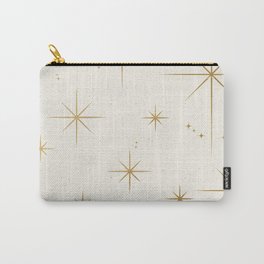 Seamless Pattern Glamorous White Gold Art Deco Stars Constellations Minimalist Geometric Pattern Carry-All Pouch