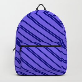 [ Thumbnail: Dark Blue & Medium Slate Blue Colored Lines/Stripes Pattern Backpack ]