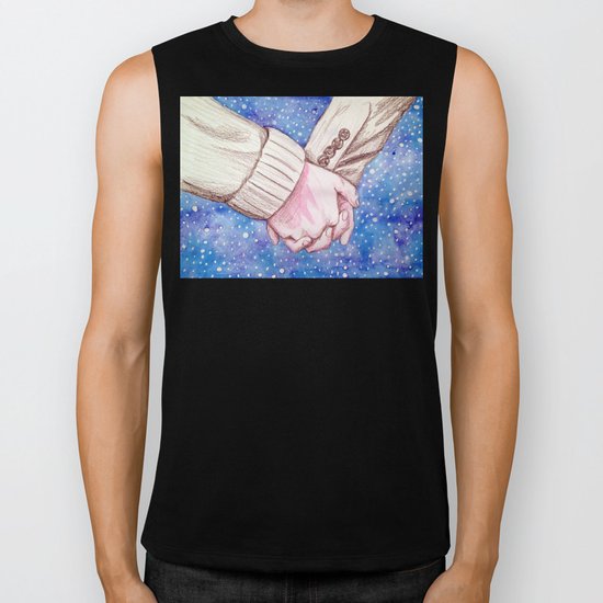 holding hands in the snow Biker Tank