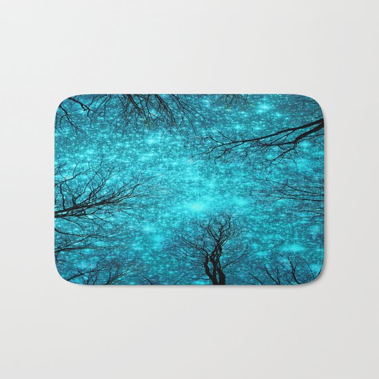Black Trees TEAL SPACE Bath Mat