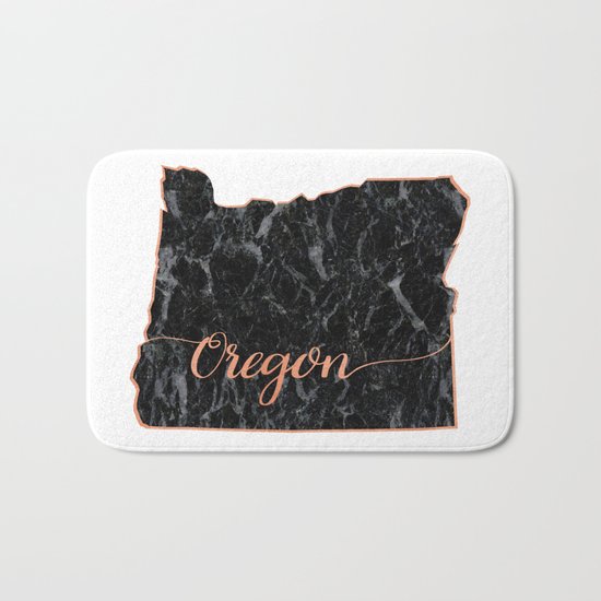 Oregon Rosegold Marble Map Outline Bath Mat