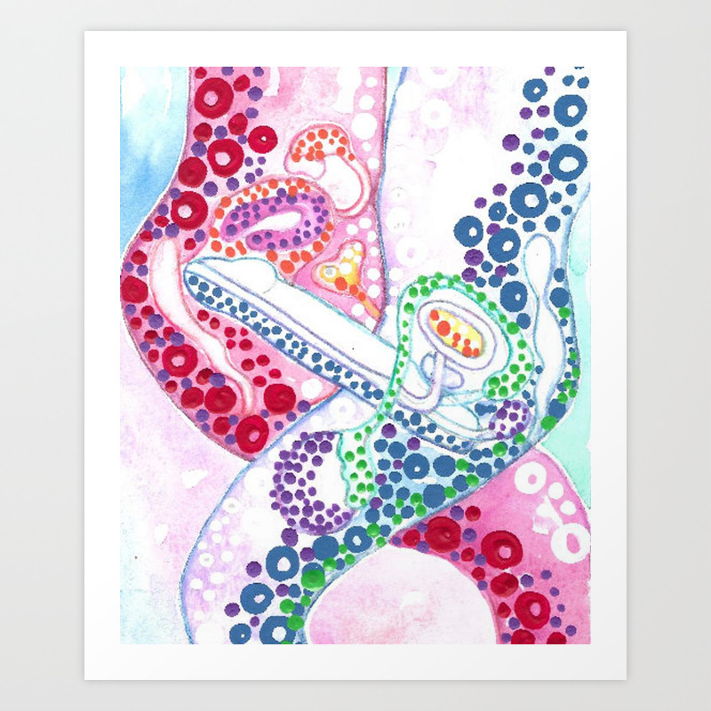 SEX ART PAINTING intercourse medical drawings coitus diagram illustration  anatomical sexy ria Art Print