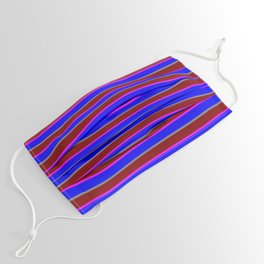 [ Thumbnail: Fuchsia, Blue, Grey, and Maroon Colored Pattern of Stripes Face Mask ]