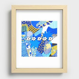 Collage shapes flowers with abstract pattern 3 (small flower) Recessed Framed Print