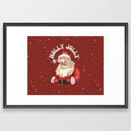 Holly Jolly Retro Santa Claus Framed Art Print