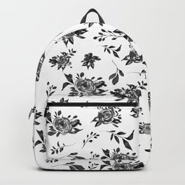 Night in paradise Black and white floral pattern  Backpack