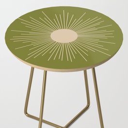 Mid-Century Modern Sunburst - Minimalist Sun in Mid Mod Beige and Olive Green Side Table