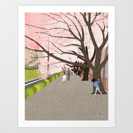 Cherry Blossoms Along the Tamagawa Josui, Tokyo (2015) Art Print