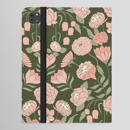 Mystery Garden Victorian Green Floral Faces iPad Folio Case