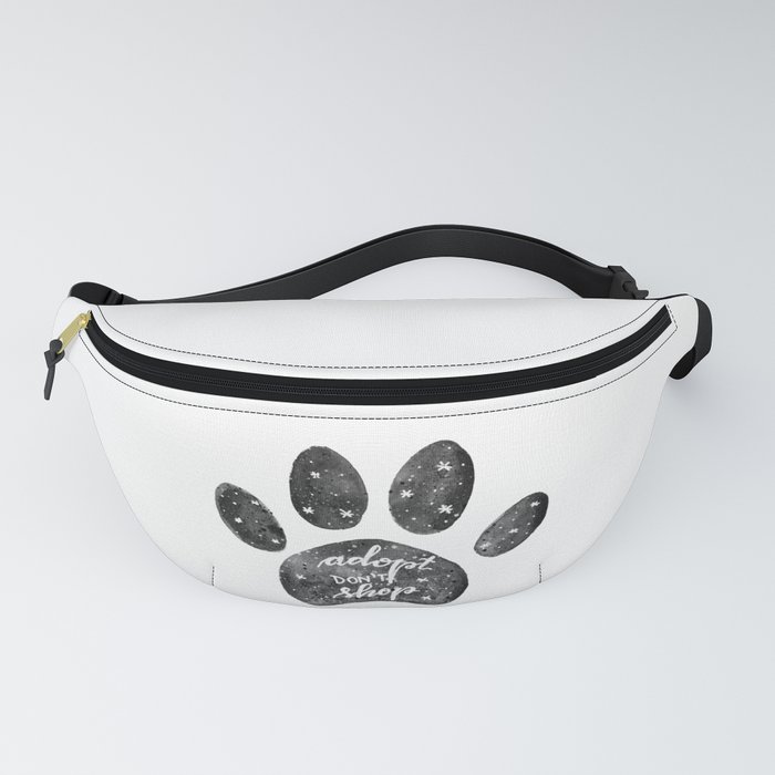 Adopt don't shop galaxy paw - black and white Fanny Pack