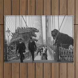 Old Time Godzilla vs. King Kong Outdoor Rug
