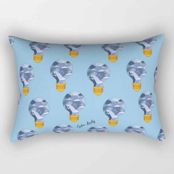 Snowy landscape in lamp- blue background Rectangular Pillow