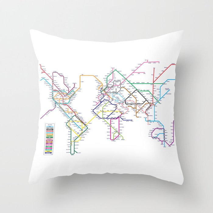 World Metro Subway Map Throw Pillow