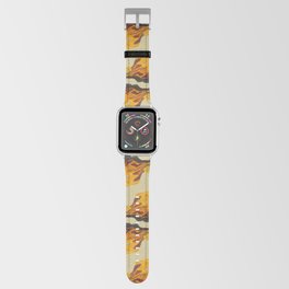 Painted oil decorativ pumpkin ornament on yellow backgraound Apple Watch Band