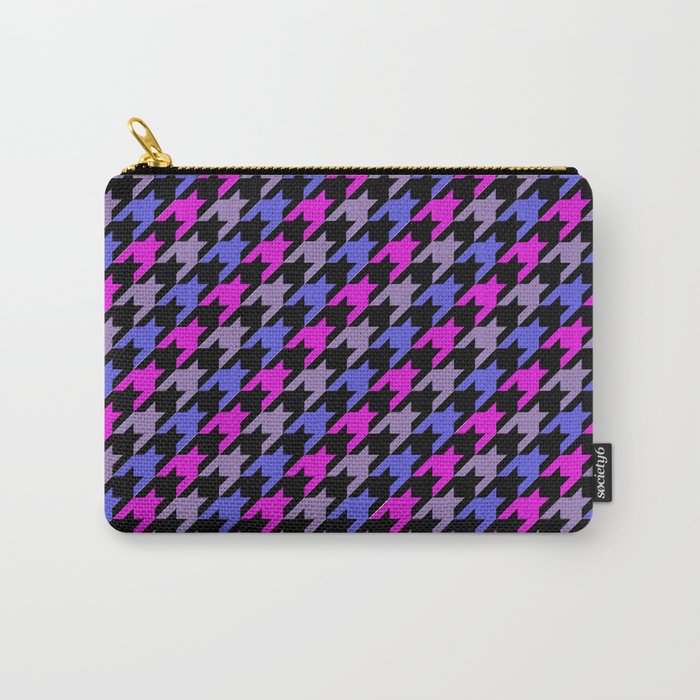 Pink, Purple, and Blue Houndstooth Carry-All Pouch
