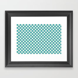 Teal Turquoise Aqua and Alabaster White Small Checkerboard Pattern - Aquarium SW 6767 Framed Art Print
