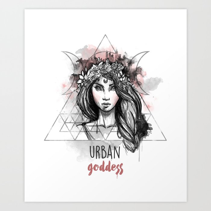 Urban Goddess Art Print | Painting, Illustration, Nature, Witch, Witchy, Boho, Urban, Girl, Selflove, Selfcare