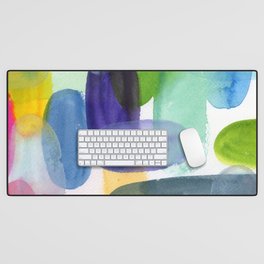 abstract ovals, layered shapes in watercolor Desk Mat