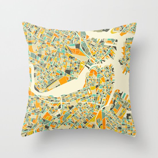 Boston Map Throw Pillow